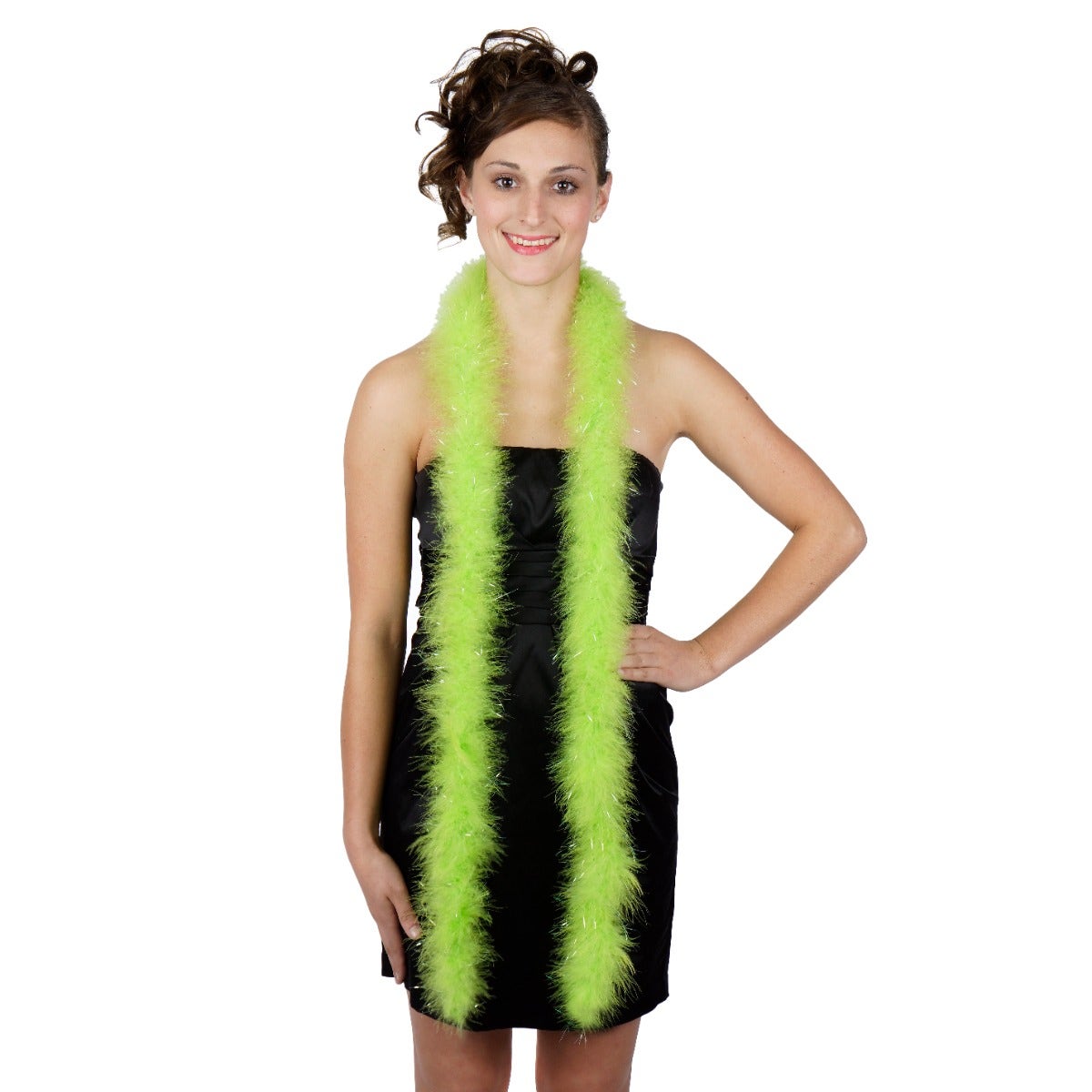 Marabou Boa with Lurex - Mediumweight - Lime/Opal Lurex