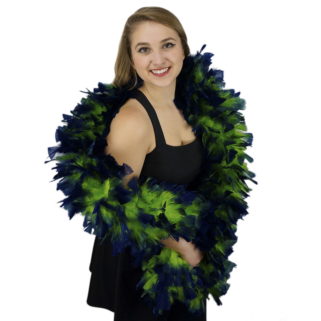 Turkey Feather Boa 8-10" - Tipped Lime/Royal