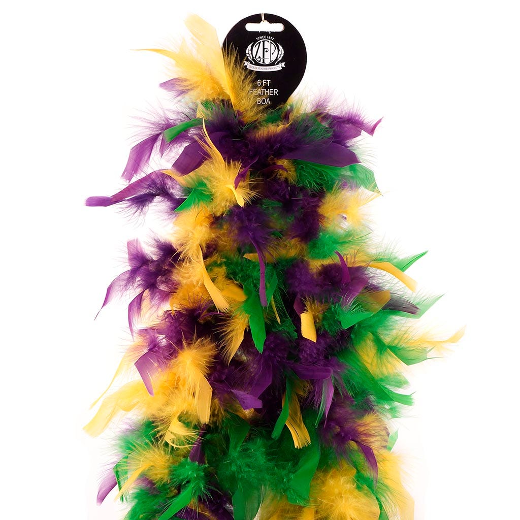 Chandelle Feather Boa - Medium Weight  - Mardi Gras Mix