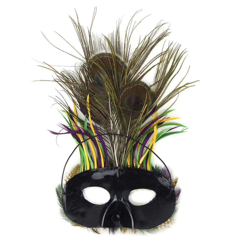 Peacock Goose Biot Feather Mask - Mardi Gras