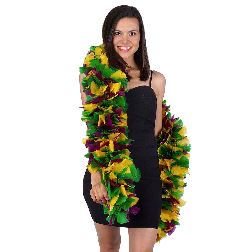 Turkey Feather Boa 6-8"- Mardi Gras Mix