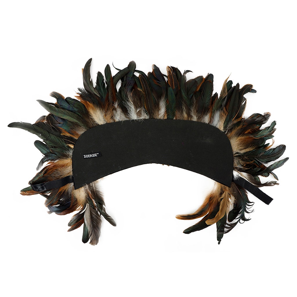 Large Sequined Adjustable Feather Spirit Headdress - Natural