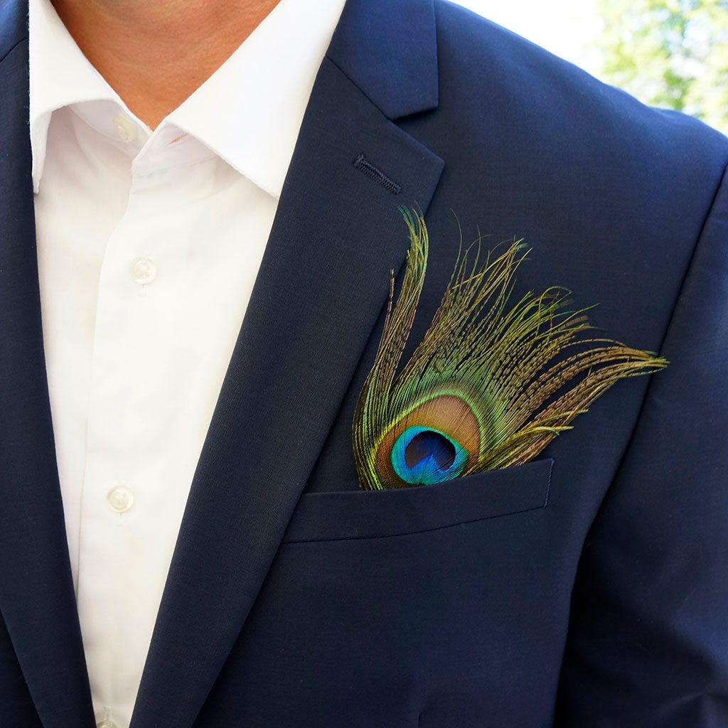 Feather Floral Pick w/Peacock Eye - Natural