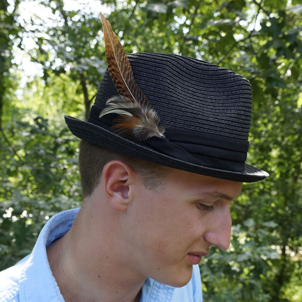 Light Hat Feather Trim With Pheasant and Hackle - Natural
