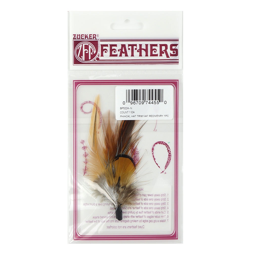 Hat Feather Trim With Hackle and Venery Pheasant - Natural