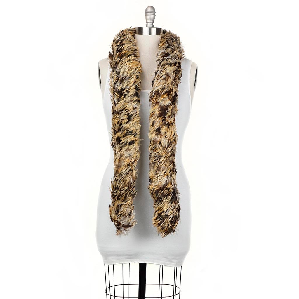 Natural Rooster Feather Boa - Badger 5-6"