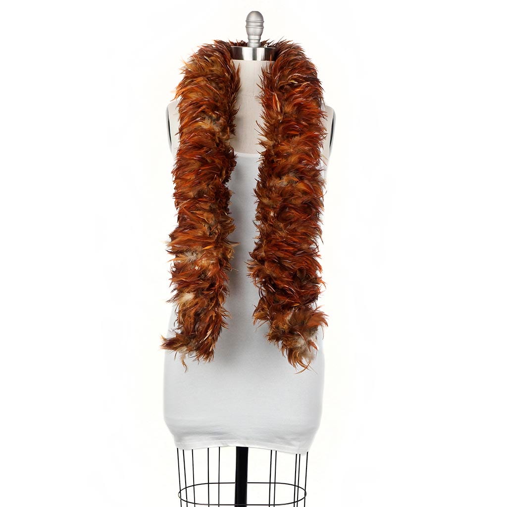 Red Saddle Rooster Feather Boa 5-6" - Natural