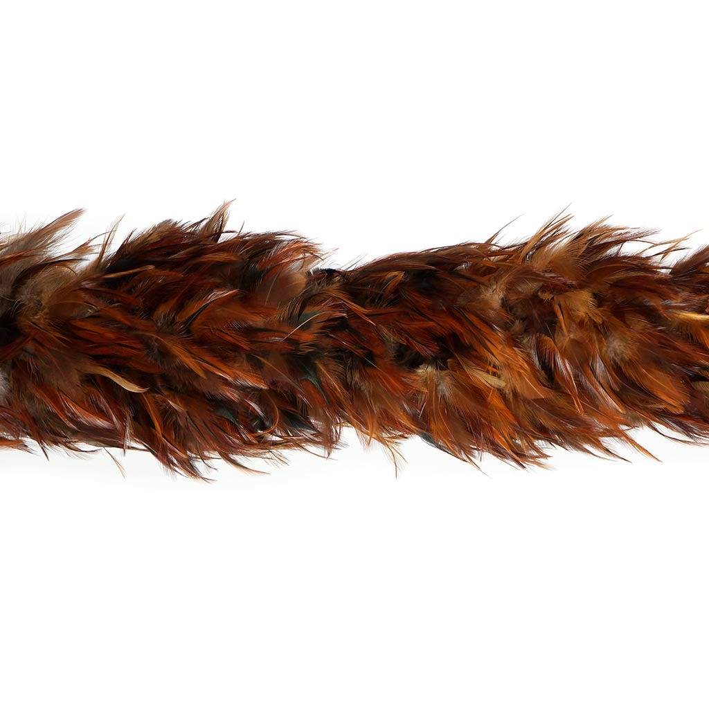 Red Saddle Rooster Feather Boa 5-6" - Natural