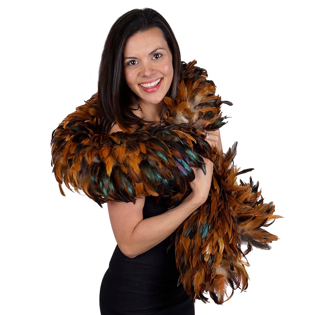 Rooster Schlappen Feather Boa 6-7"- Half Bronze Iridescent