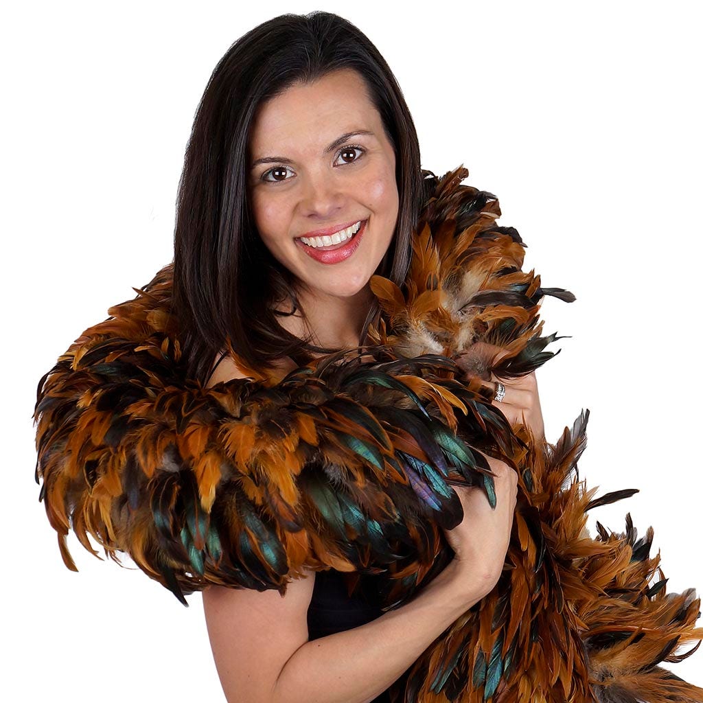 Rooster Schlappen Feather Boa 6-7"- Half Bronze Iridescent