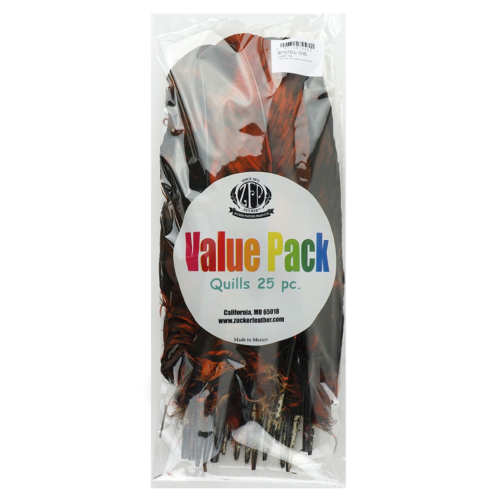 Turkey Quill Left Wing - Tie Dye - Orange & Black