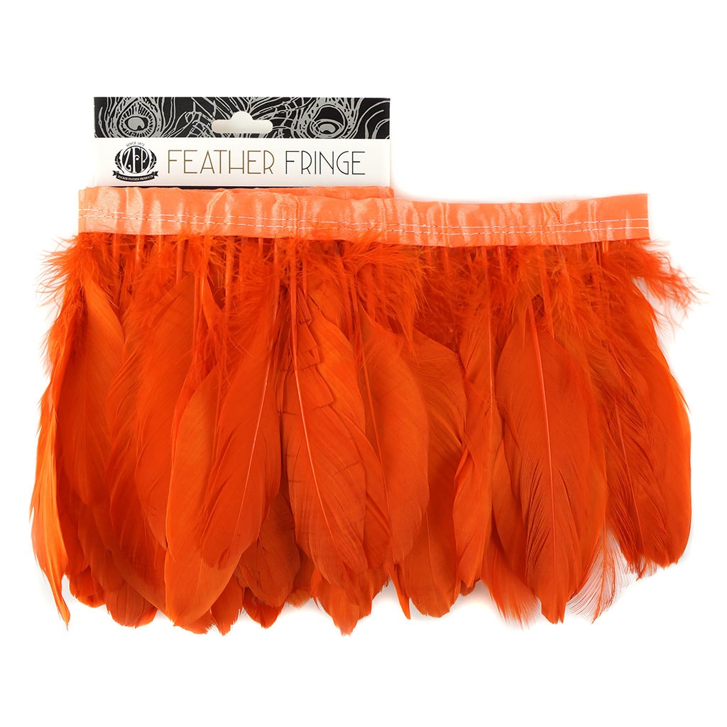 Parried Goose Pallet Feather Fringe - 6" - 1yd Orange