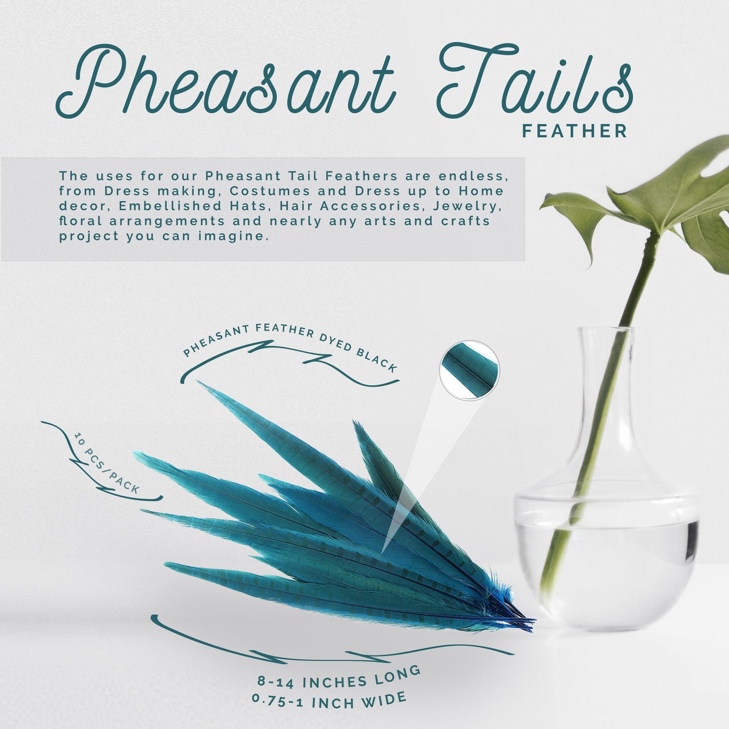 Pheasant Tails Assorted Bleached - Dark Turquoise