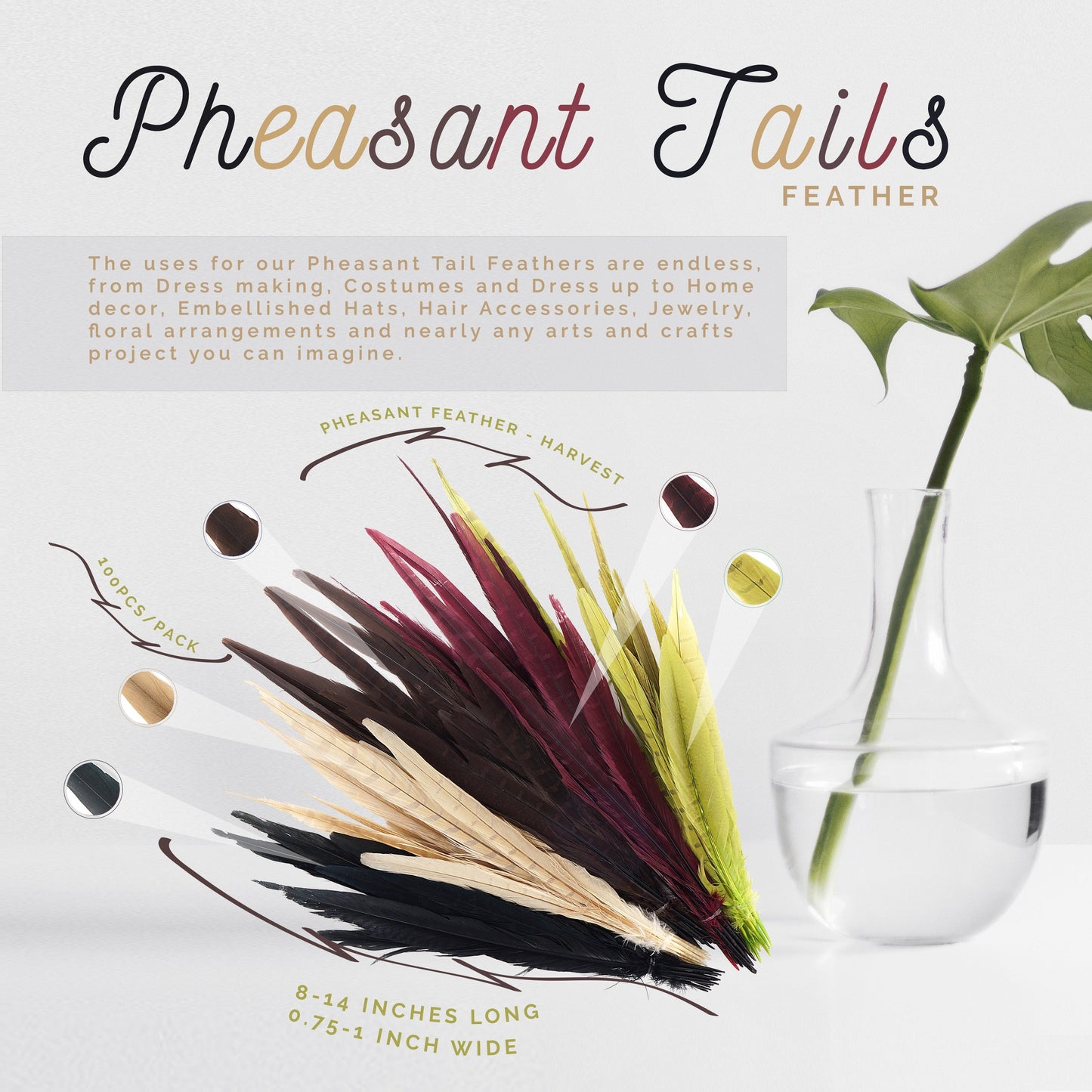 Assorted Pheasant Tails Mix Dyed - Harvest Mix