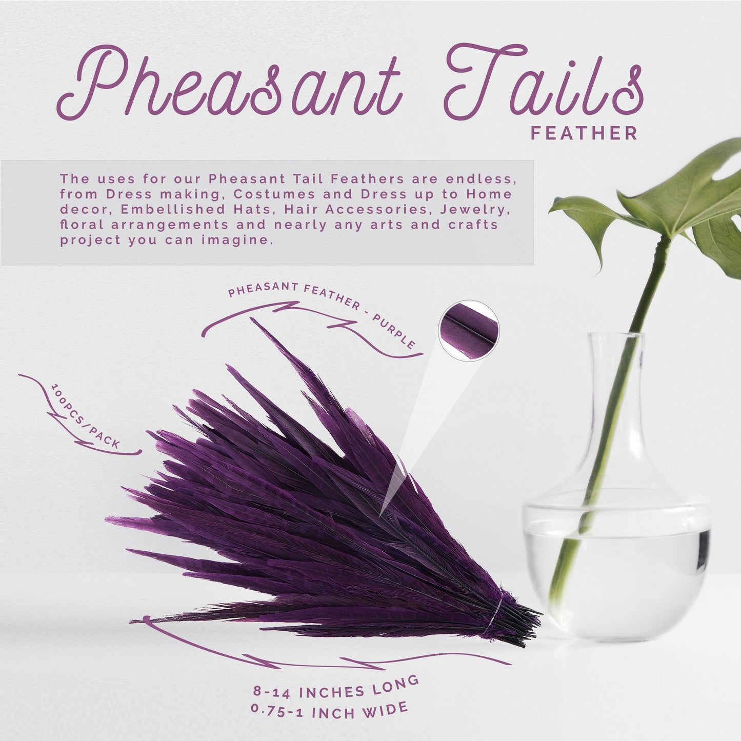 Assorted Pheasant Tails Dyed - Purple