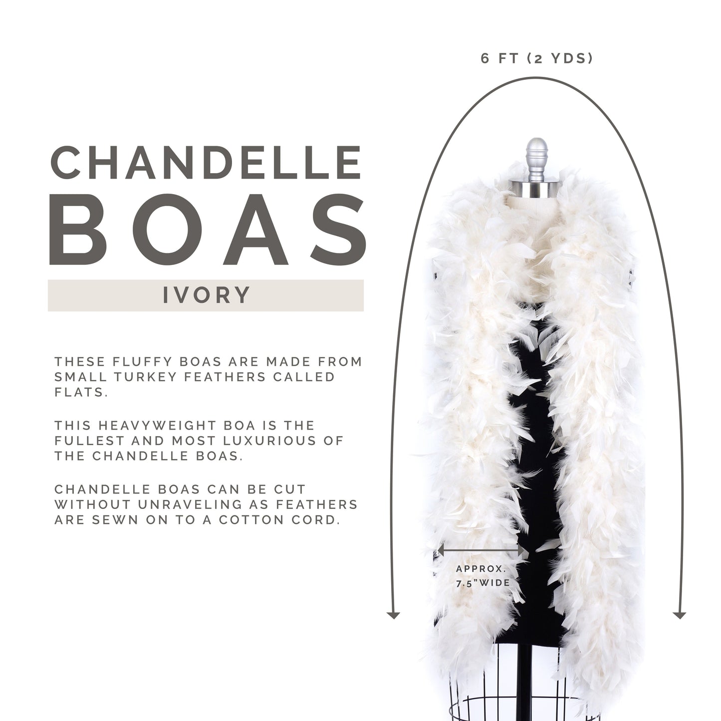 Chandelle Feather Boa - Heavyweight - Ivory