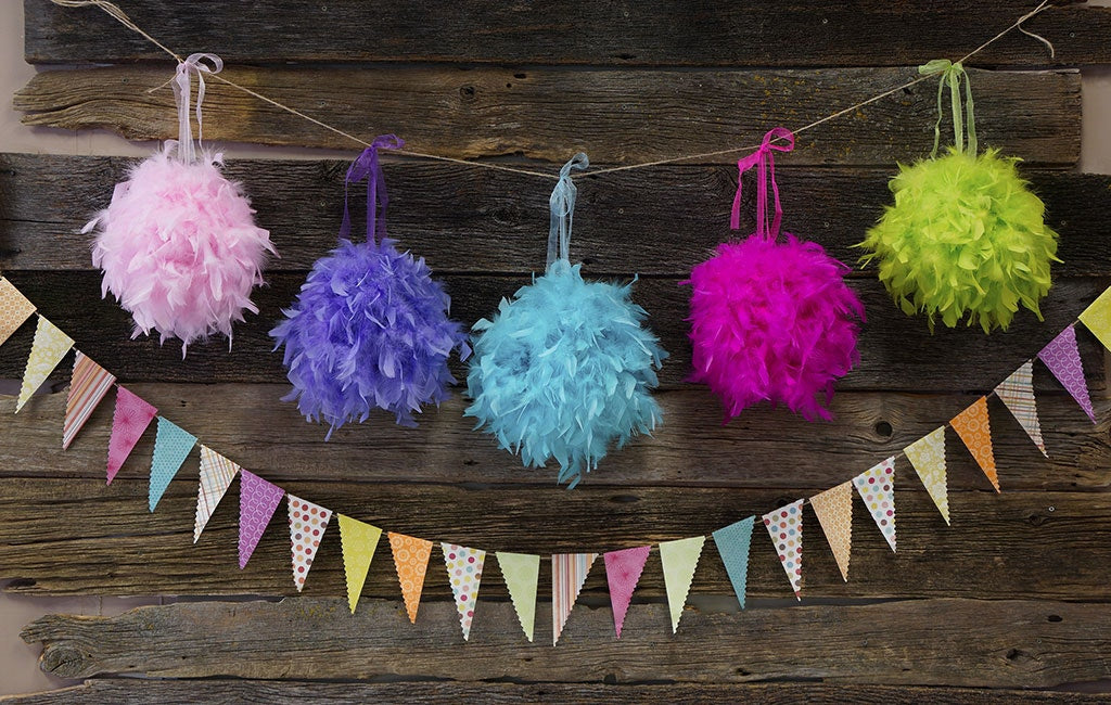 Chandelle Feather Pom Poms - Candy Pink - 12"