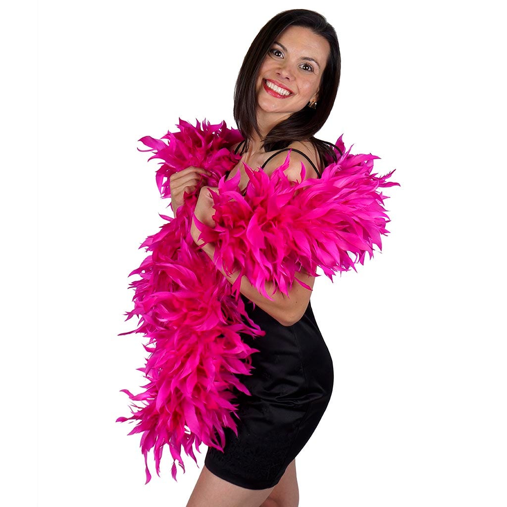 Goose Feather Boa - Stripped Nagoire - Shocking Pink