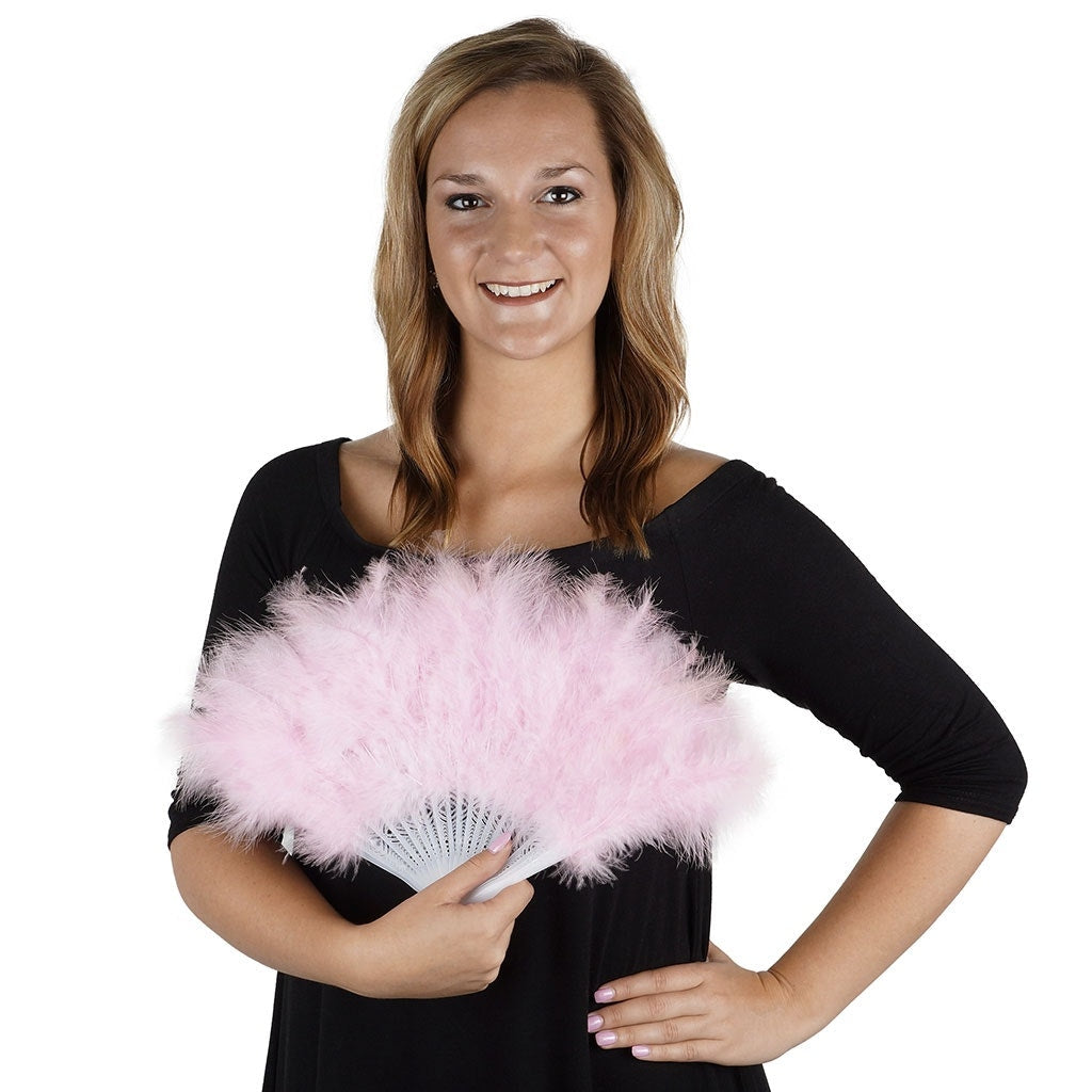 Feather Fan, Baby Pink Marabou Feather Fan 11 x 20 – Cynthias