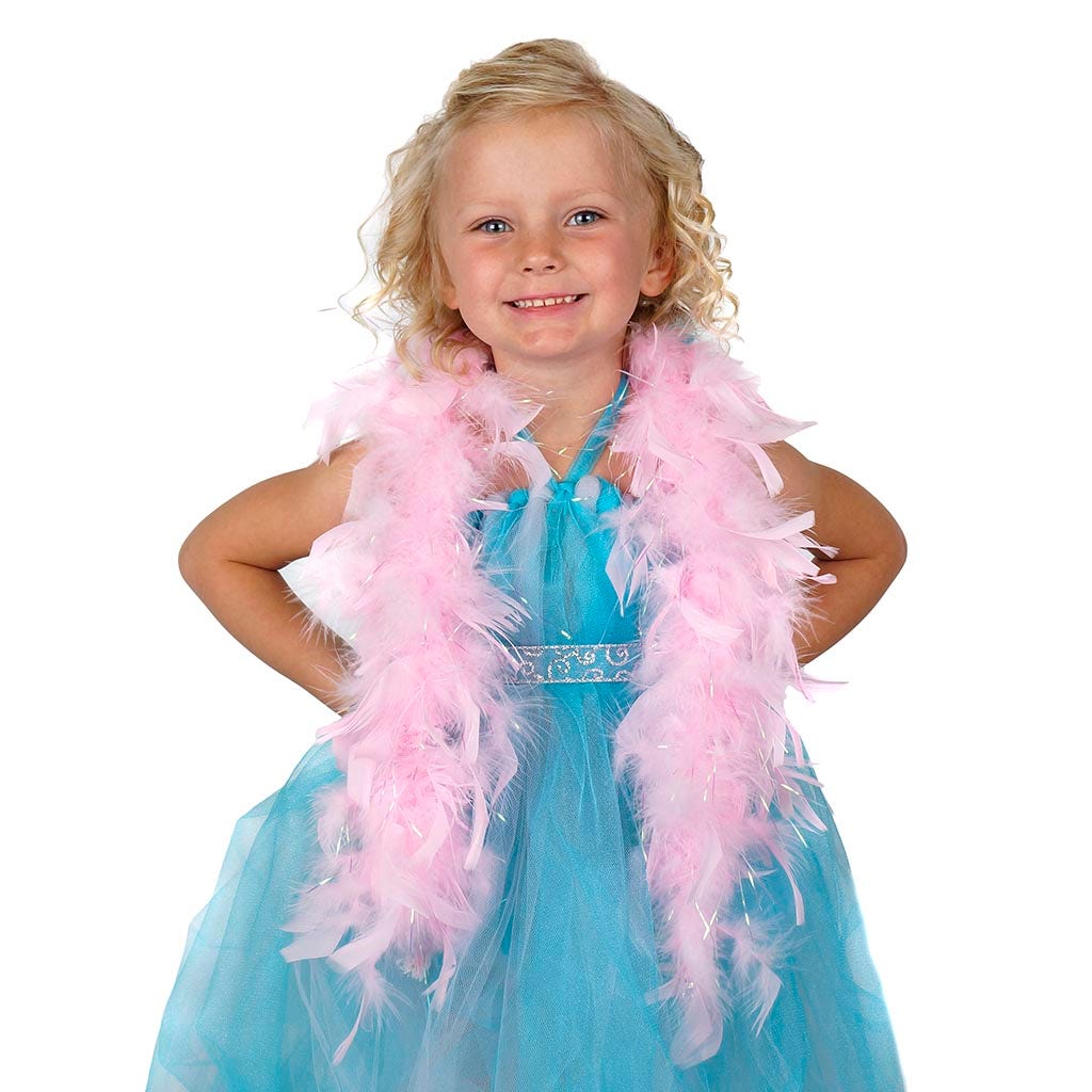 Dress Up Feather Boa for Little Girls - Candy Pink/Opal Lurex