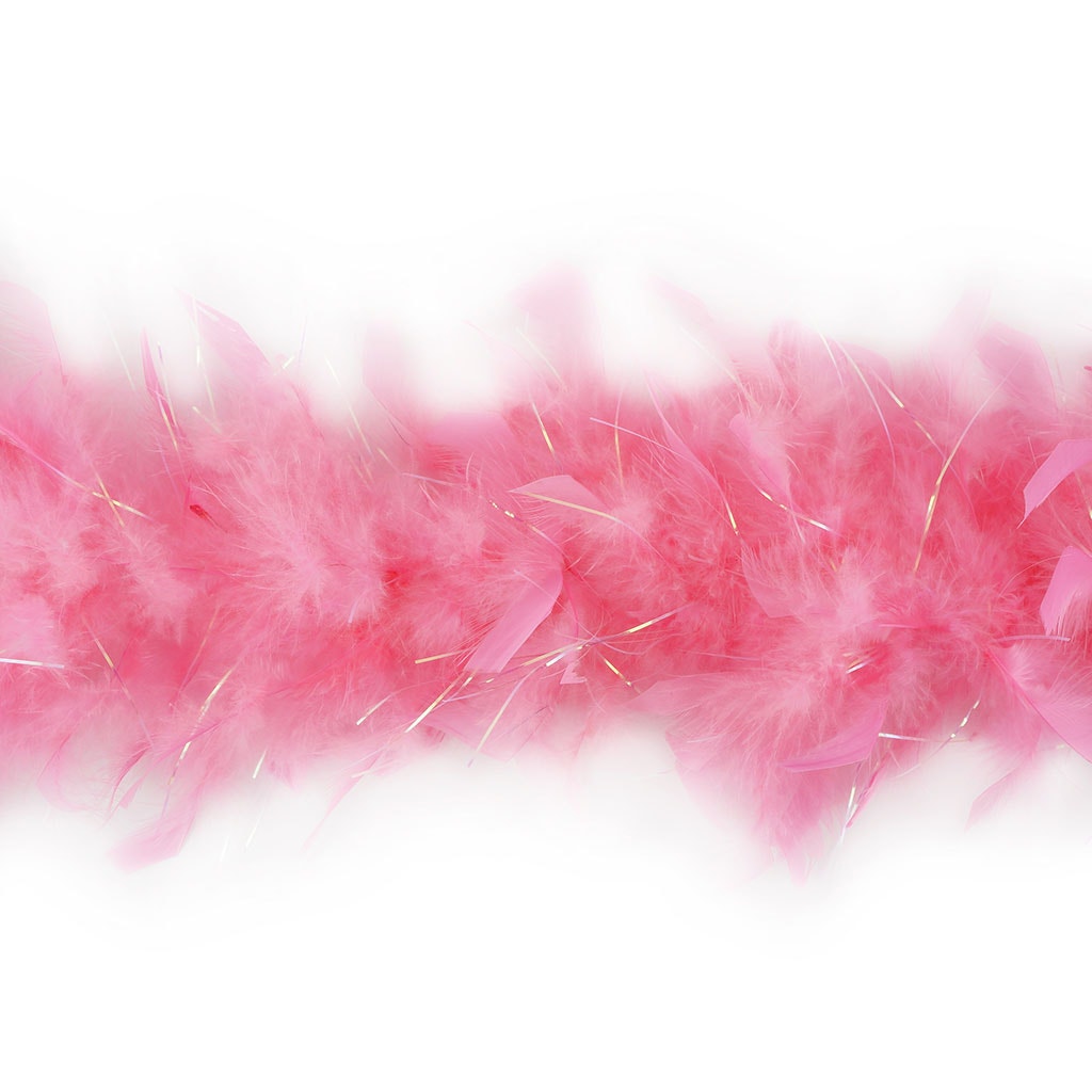 Chandelle Feather Boa - Lightweight - Coral with Opal Lurex