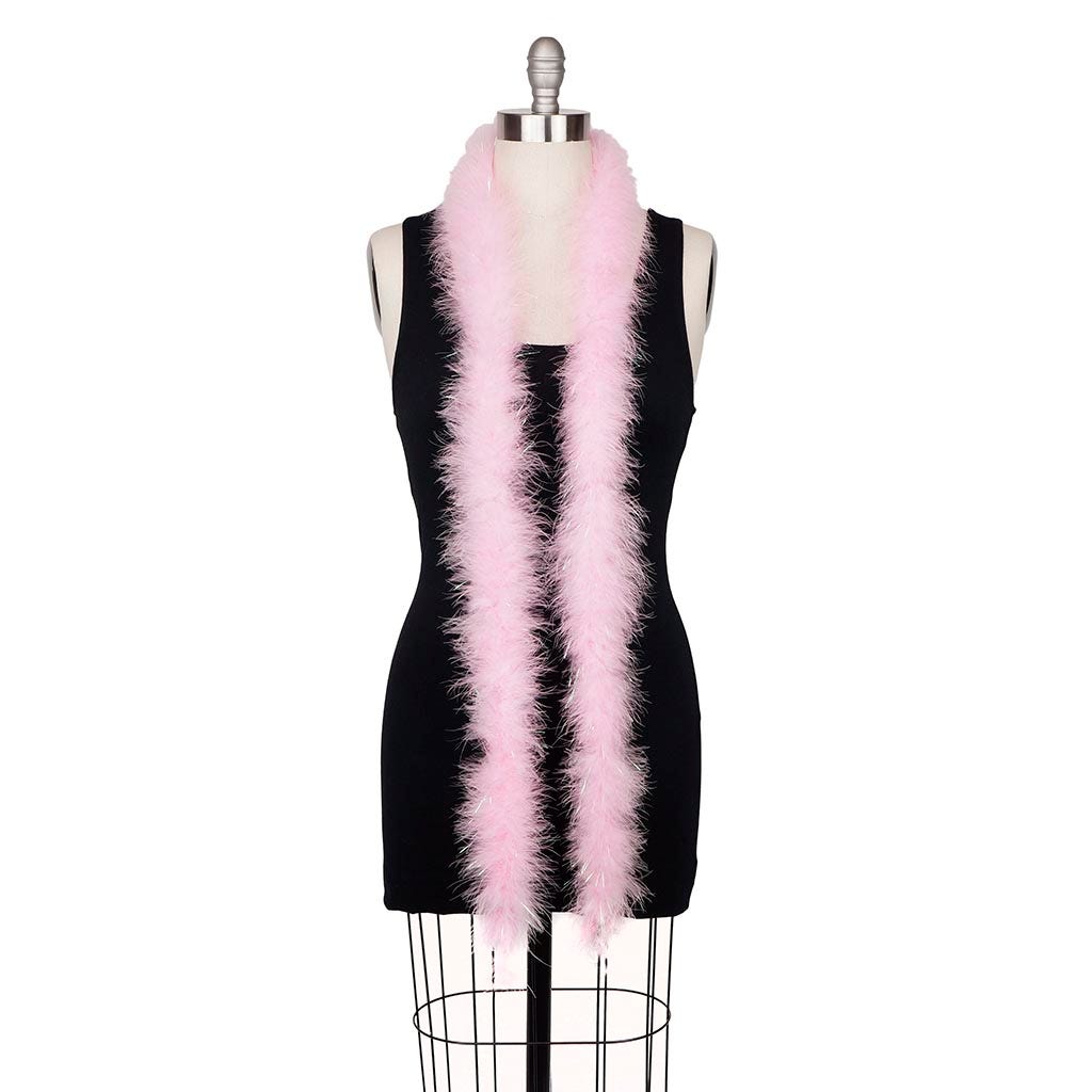 Marabou Boa with Lurex - Mediumweight - Candy Pink/Opal Lurex