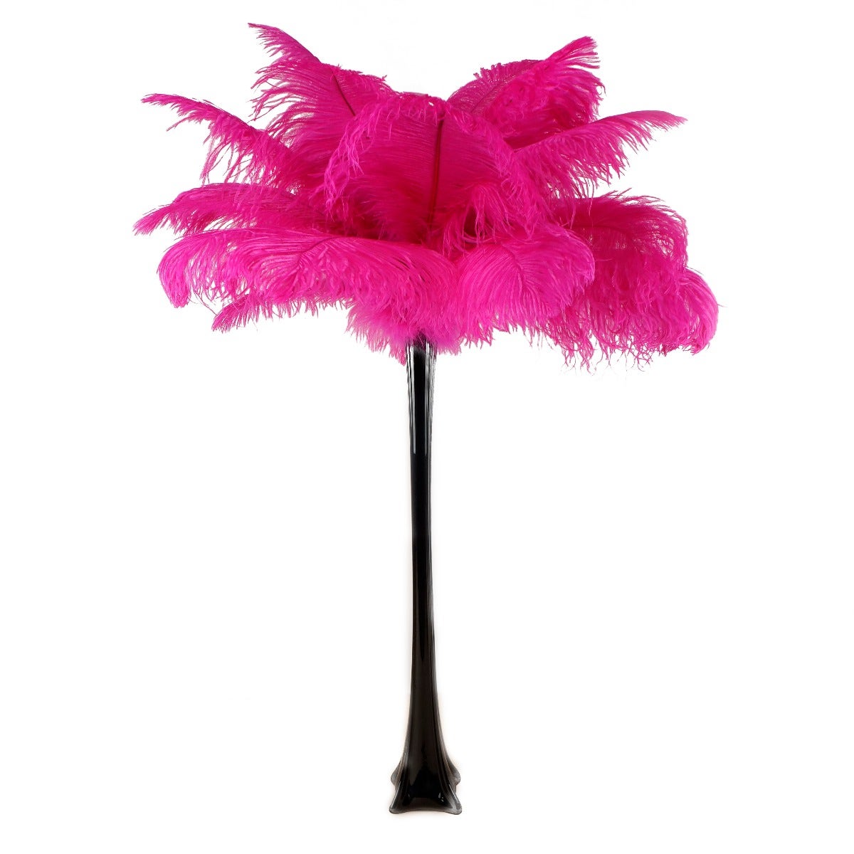 Ostrich Eiffel Tower Centerpiece Shocking Pink w/Black Vase