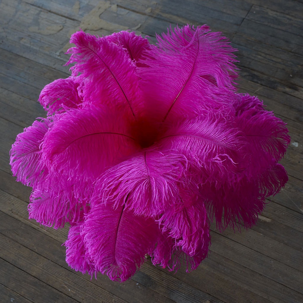 Ostrich Eiffel Tower Centerpiece Shocking Pink With Clear Vase