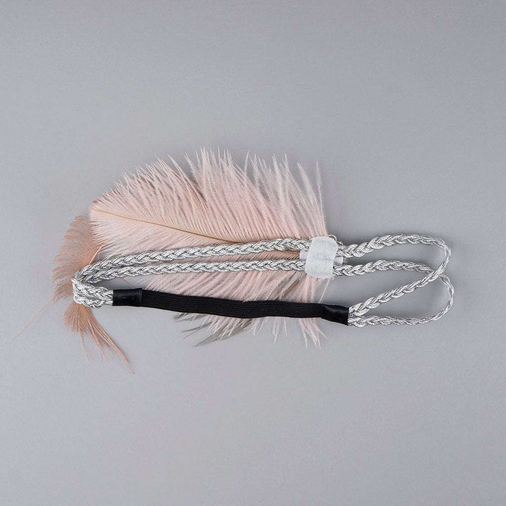 Feather Headband w/Ostrich/Peacock Champagne/Iris