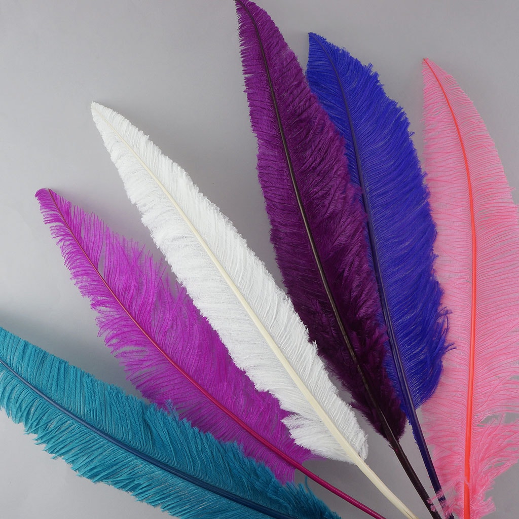 Ostrich Nandu Selected Feathers 12 PCS - FLourescent FUCHSIA