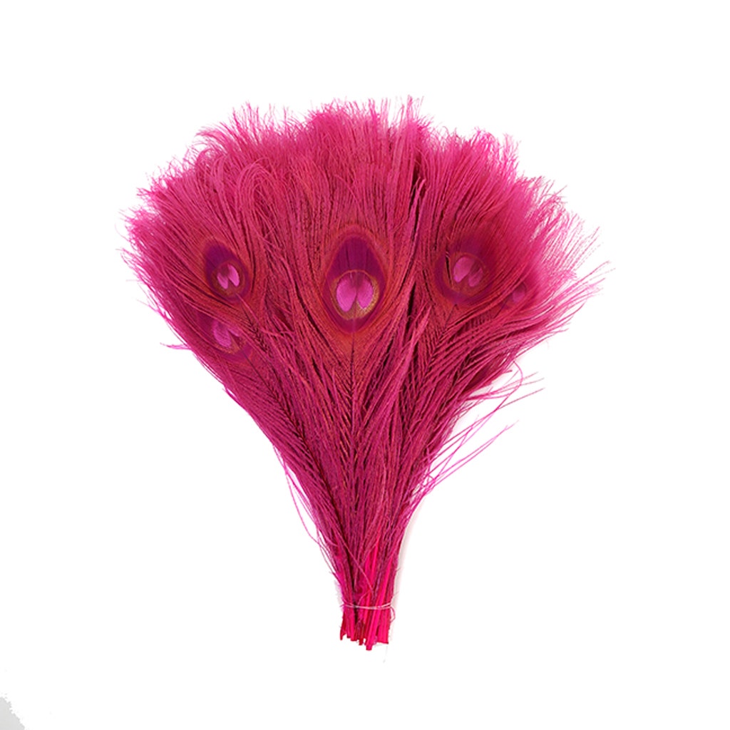 Peacock Feathers (Bulk) | 25-40 Tail Eyes | Candy Pink