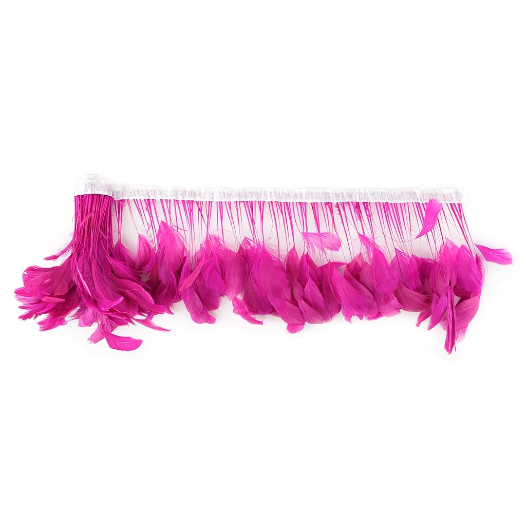 Stripped Bleached Coque Fringe - Shocking Pink