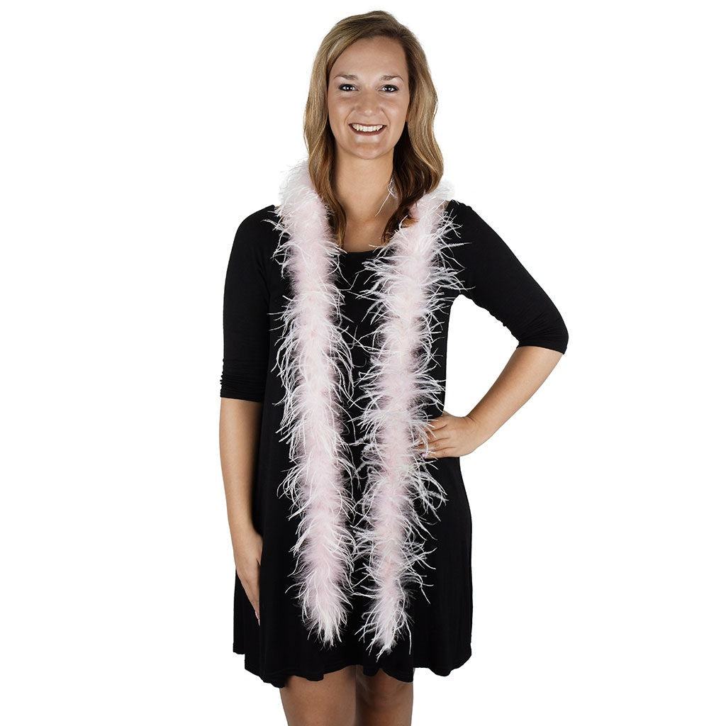 Marabou and Ostrich Feather Boa -  Light Pink/White