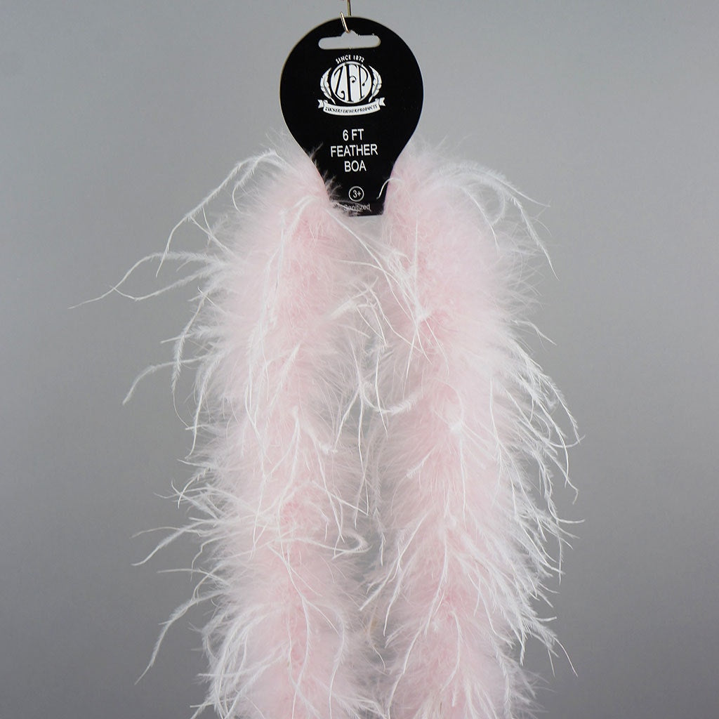 Marabou and Ostrich Feather Boa -  Light Pink/White