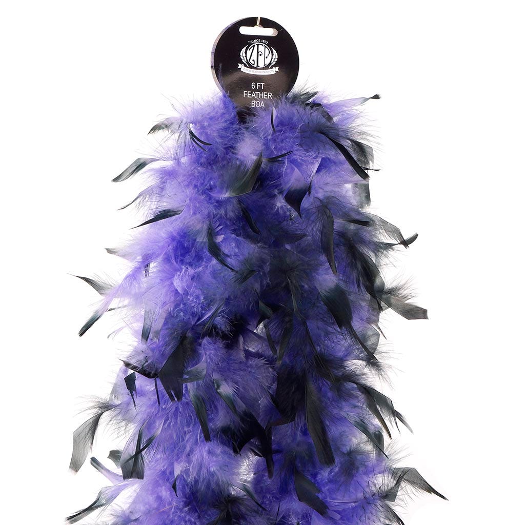 Chandelle Feather Boa - Medium Weight - Tipped - Lavender/Black