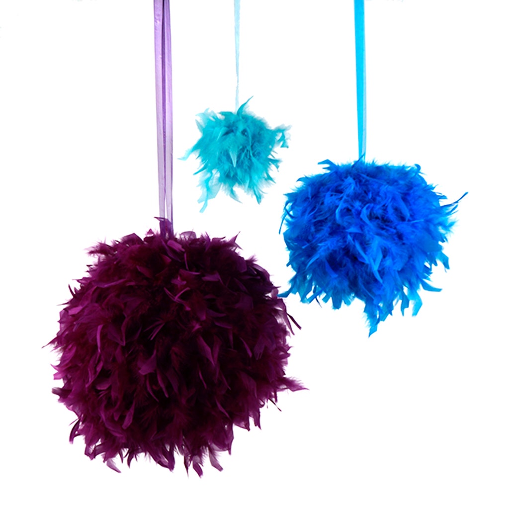 Chandelle Feather Pom Poms - Purple - 18"