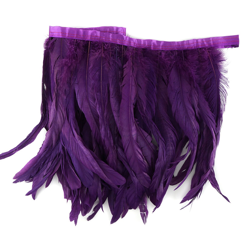 Bleach Dyed Coque Tail Feather Fringe - 10-12" - Purple