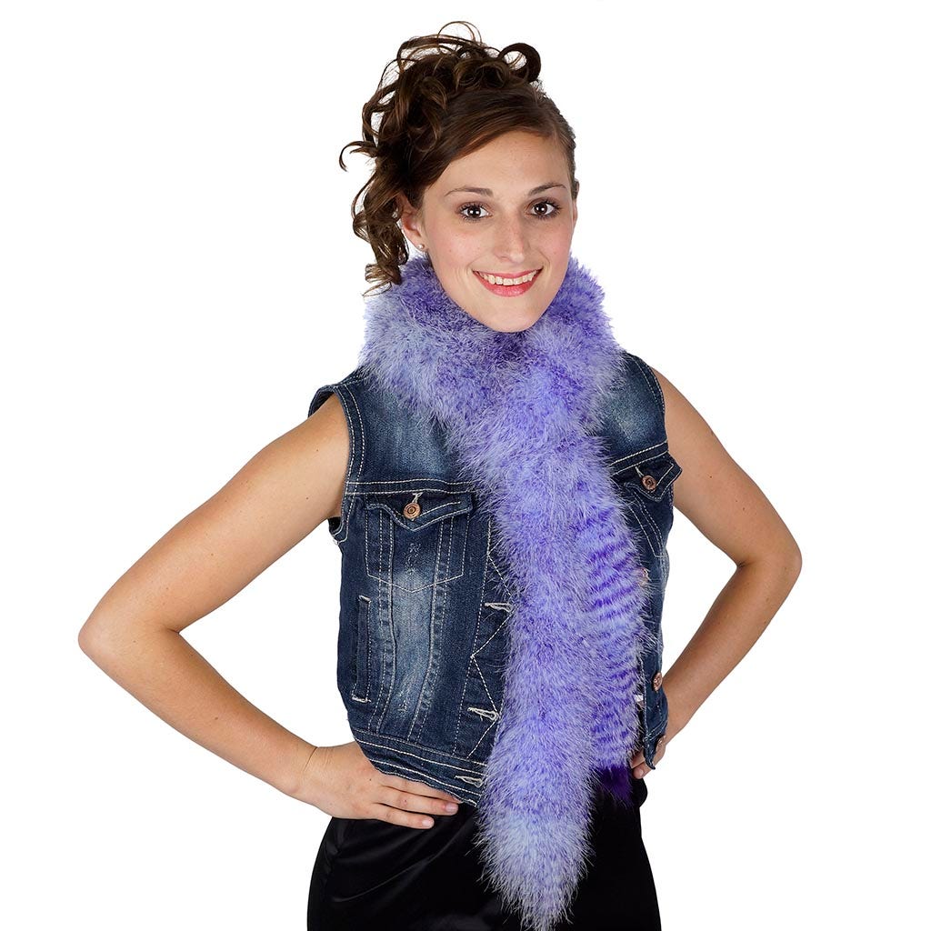 Extra Thick Stenciled Marabou Feather Boa - Violet/Regal