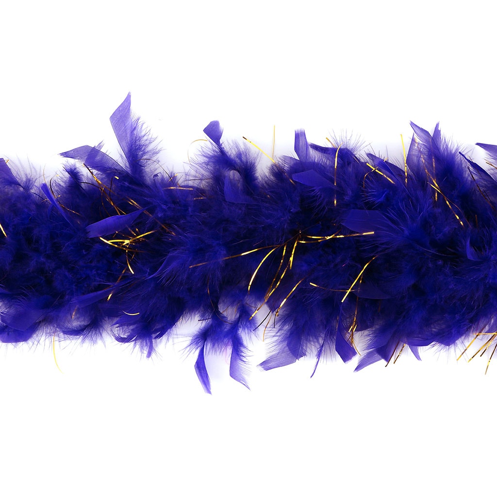 Chandelle Feather Boa - Lightweight - Regal with Gold Lurex