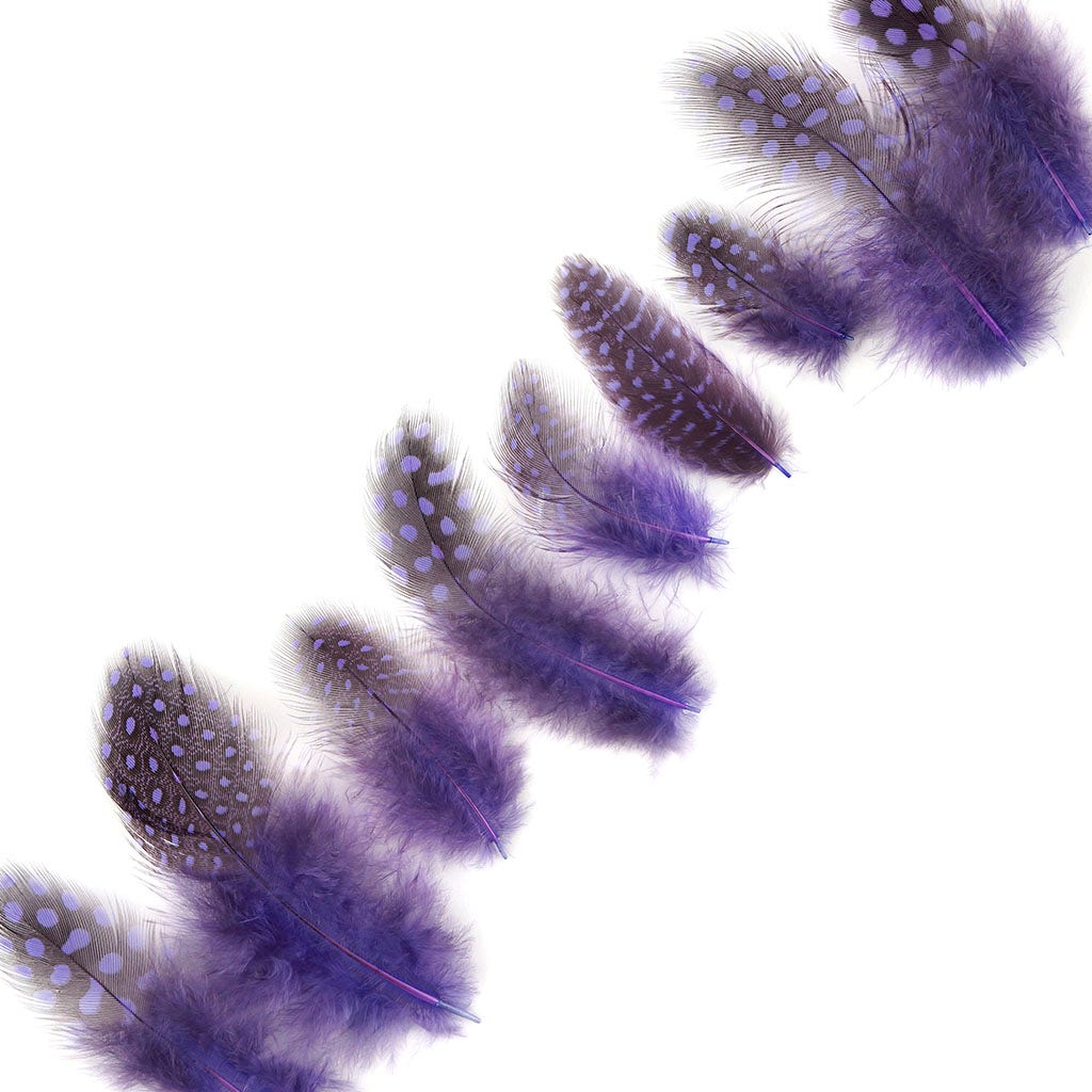 Loose Guinea Plumage Dyed - Lavender - 0.1 oz (approx. 50 pcs)