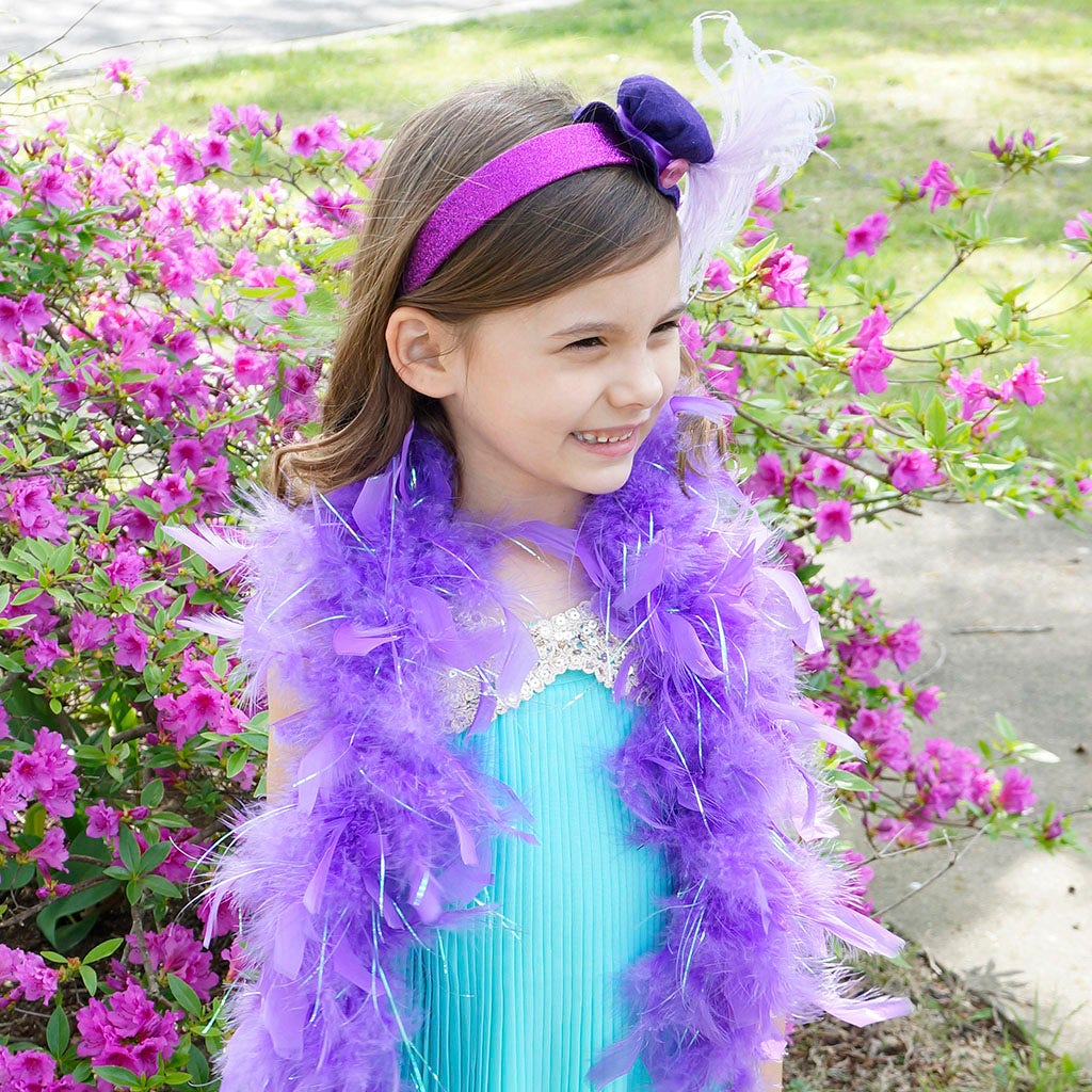 Dress Up Feather Boa for Little Girls - Lavender/Opal Lurex