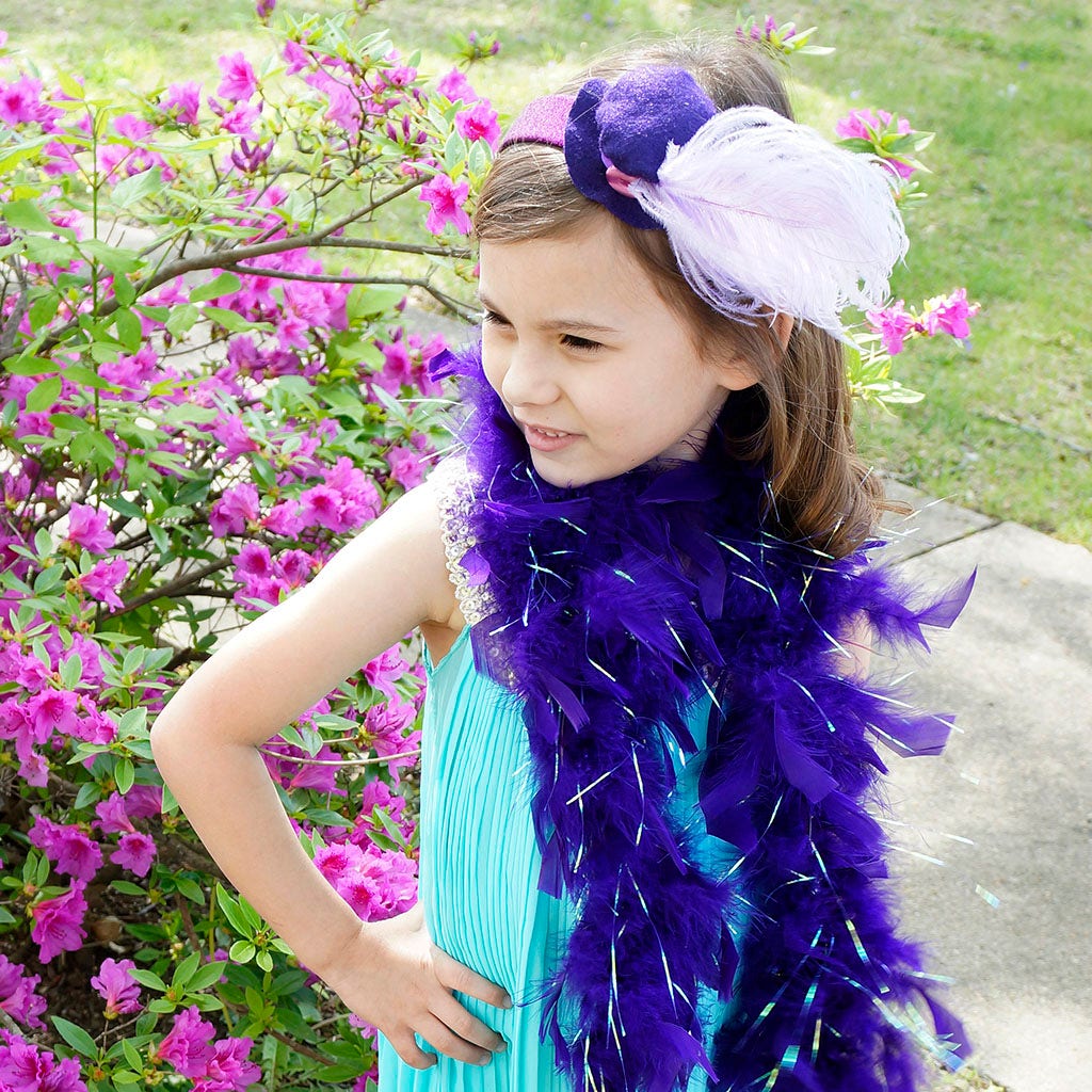 Dress Up Feather Boa for Little Girls - Regal/Opal Lurex