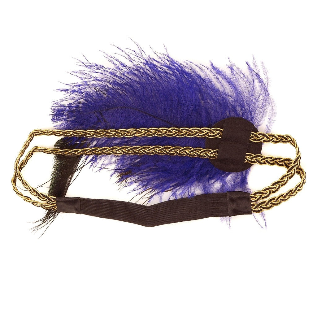 Feather Headband w/Ostrich/Peacock Gold/Black/Regal