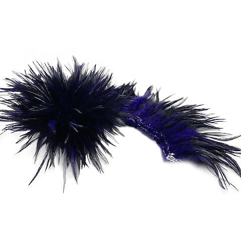 Badger Rooster Saddle Feathers Strung - 2" strip of 4-6" Rooster Feathers - Regal Purple