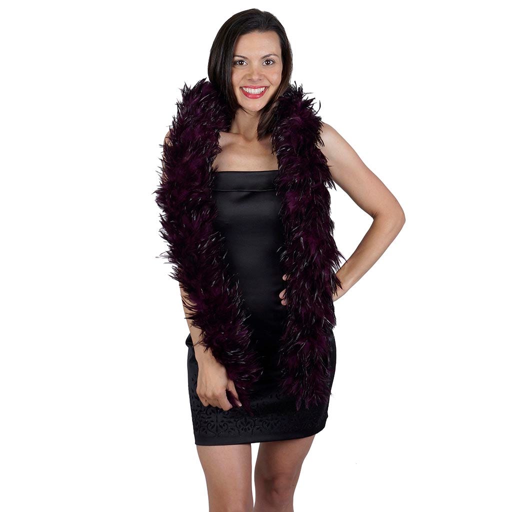 Red Chinchilla Saddle Rooster Feather Boa 5-6" - Purple