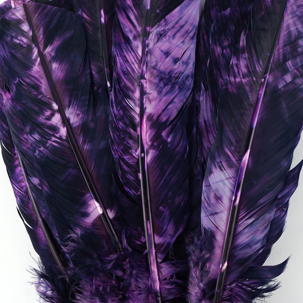 25 PC Custom Tie-Dyed Turkey Feathers 10-12" - Orchid Plum
