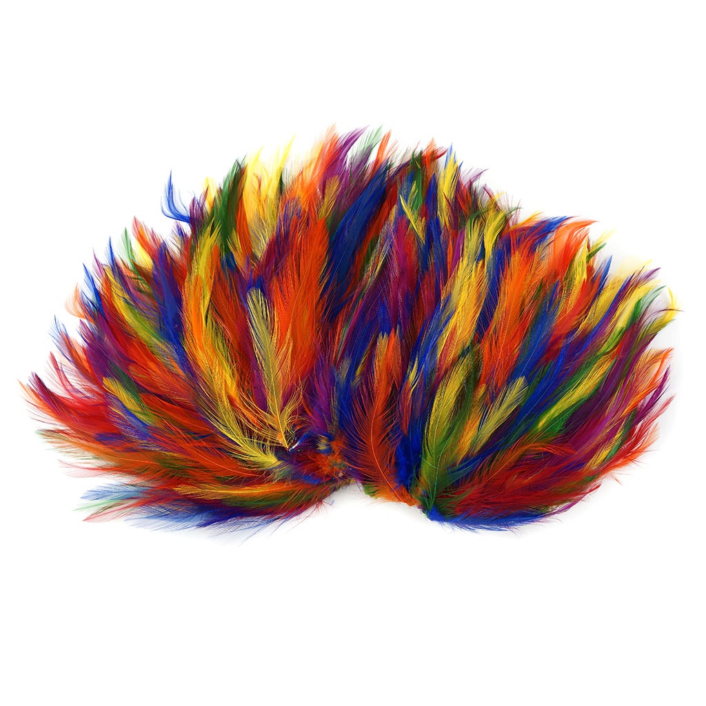 Feather Hackle Pads Mix Dyed - Rainbow Mix