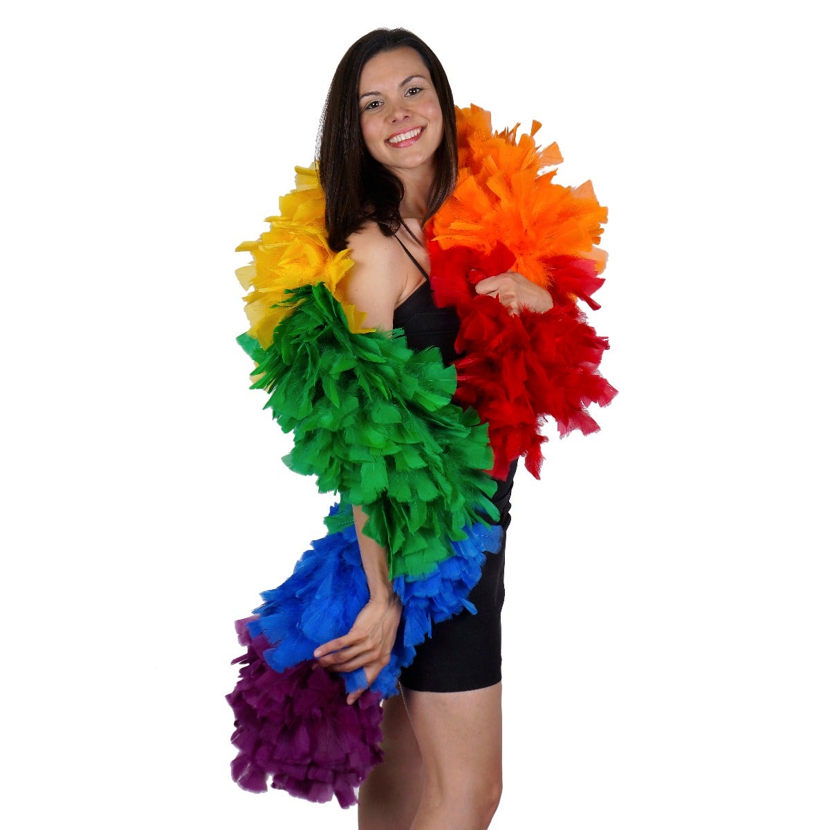 Turkey Feather Boa 10-14" - Sectional Rainbow