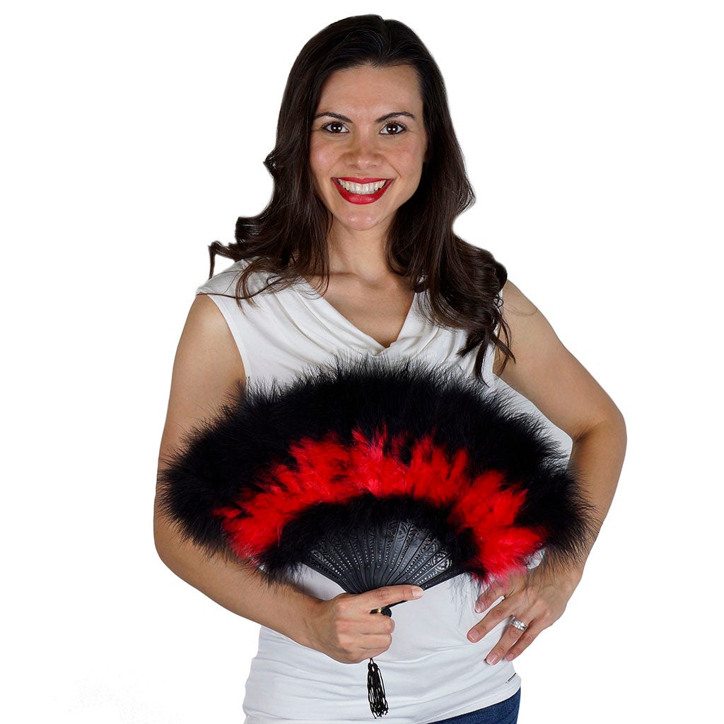 Marabou Feather Fan Multi Color - Red/Black