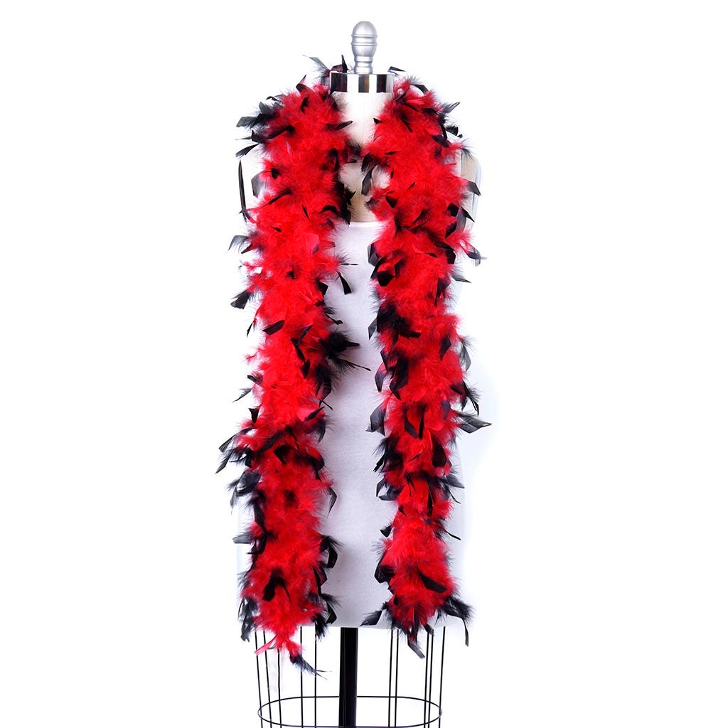 Chandelle Feather Boa - Lightweight - Tipped Red/Black